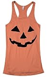 Threadrock Women's Halloween Pumpkin Face Racerback Tank Top M Light Orange