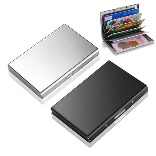 Juego de 2 tarjeteros de crédito, tarjetero de acero...