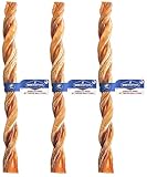 Barkworthies 3 Pack of Odor-Free American Twisted Bully Sticks Dog Chews, 12 Inch, Made in The USA