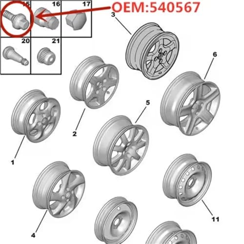 Tornillos rueda perno para Peugeot 308CC juego de tuercas hexagonales para llantas de aleación 2