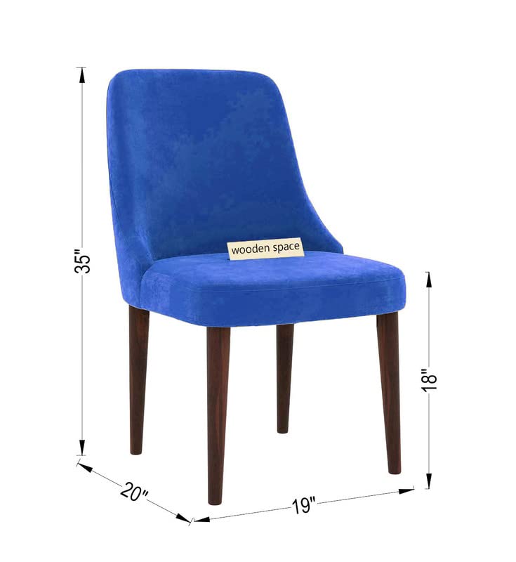 Image of WOODEN SPACE Dining Chair for Living Room Vintage Armchair with Rosewood and Holend Velvet for Living Room, Hotel, Restrorent and Home Decor - 20X19X35 Inch (Blue)