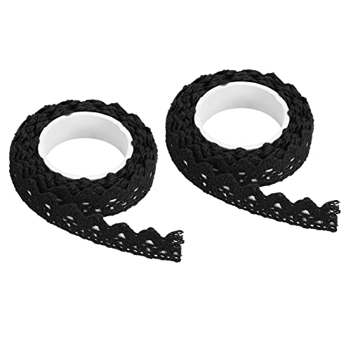 Cinta de encaje autoadhesiva para decoración de pared negra y pegatinas de algodón PATIKIL 2 rollos 2