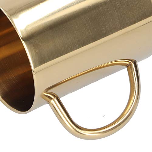 UPQRSG Doppelwandiger Edelstahlbecher, 400 Ml Reise Campingbecher, Metall Kaffeetasse, Teetasse, 304 Edelstahl Doppelschicht Anti Verbrühungs Kaffee, Tee und Wasserbecher mitGriff(Gold)