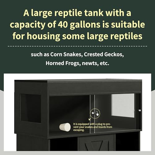 Image of Herture 40 Gallon Reptile Terrarium Tank with Cabinet,Reptile Enclosure