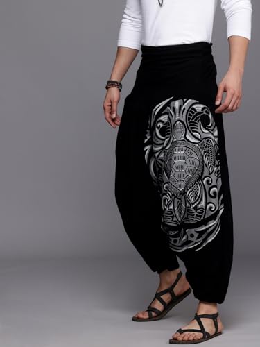 Image of The Veshti Company Printed Harem Pants for Men's Cotton Hippie Style Baggy Boho Yoga Pajama Pant with Pocket