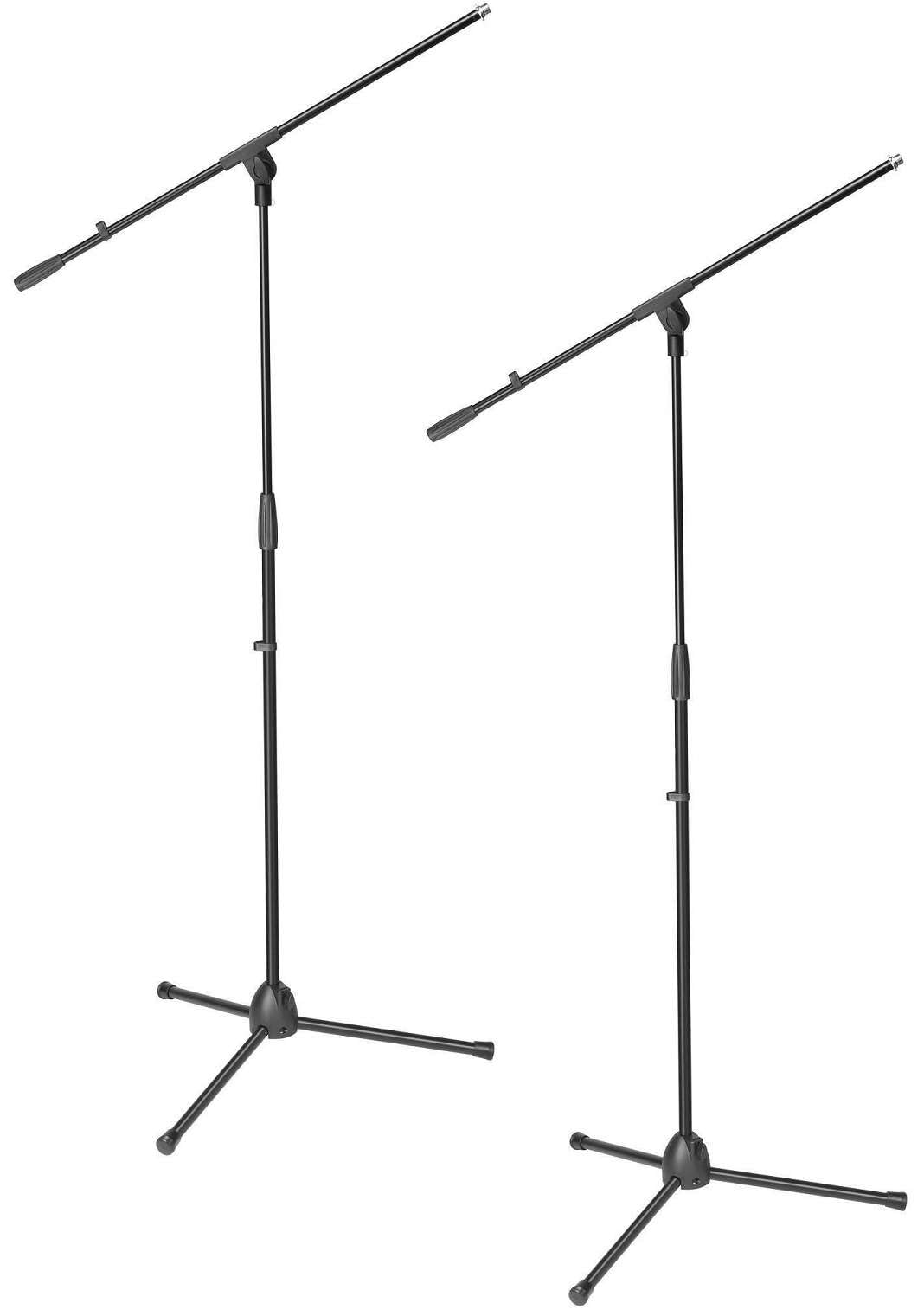 2 x ADAM HALL Eco Mikrofonständer Mikrofonstativ S5BE mit Galgen/Schwenkarm, Höhe 98 bis 162 cm, Schwarz