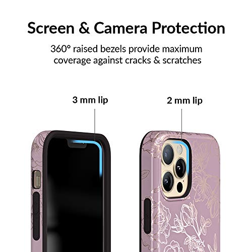 Velvet Caviar Case For Iphone 12 / Iphone 12 Pro [8Ft Drop Tested] W/Microfiber Lining (Floral Rose Gold, Purple) #TOP2