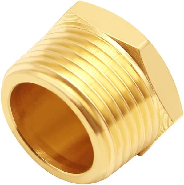 Uenede Brass 3/4 Inch NPT Male Plug Outer Hex, 4PCS | 3/4" NPT Male Thread Socket Pipe Plugs Fitting End Caps for Water Oil Gas