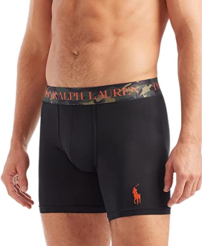POLO RALPH LAUREN Men`s Microfiber Boxer Briefs 1 Pack (P_Black(LMB4HR-A74F)/Camo, Small)