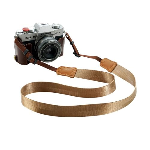 XFSRG Sangle Appareil Photo Élégante en Nylon Durable avec Attaches en Cuir Courroie de l'Appareil Photo pour Photographie Professionnelle et Amateur (Marron)