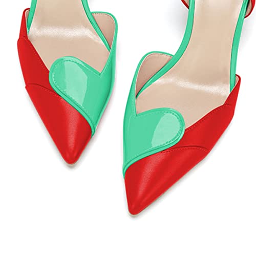Image of XYD Women's Pumps, Elegant Pointed Toe, D'Orsay Kitten Low Heels, Rhinestone Studs, Slip-On Satin Shoes for Wedding