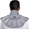 REVIX Almohadilla térmica para microondas para cuello, hombros y espalda, envoltura térmica para microondas con calor húmedo, gris claro