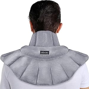 REVIX Almohadilla térmica para microondas para cuello, hombros y espalda, envoltura térmica para microondas con calor húmedo, gris claro