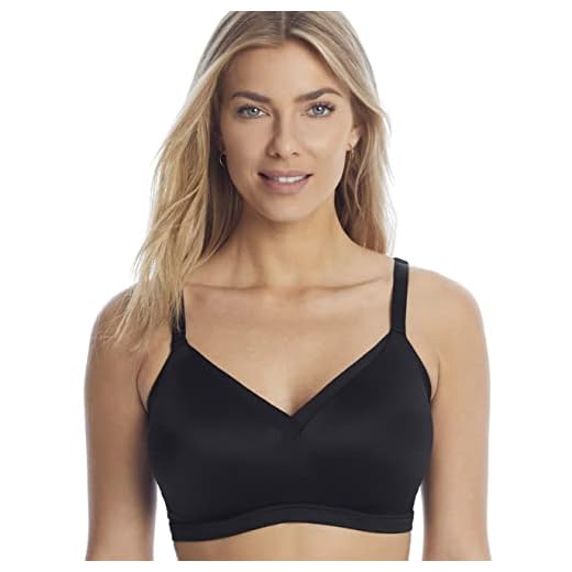 Olga Women's No Side Effects Wire-Free Contour Easy Size Backsmoothing Bra, Black, M
