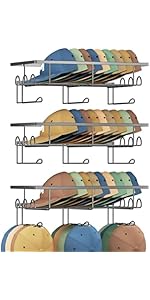 Amazon.com: XRMAO 3 Packs Wall Hat Organizers with Multiple Hooks ...