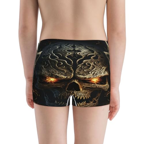 Boys' Cotton Boxer Brief Soft Underwear-Metal Evil Skull3