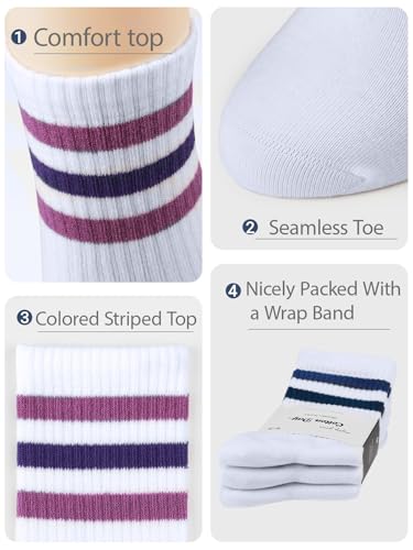 Image of COTTON DAY Women's Soft Combed Cotton Socks Seamless Toe Black White Navy