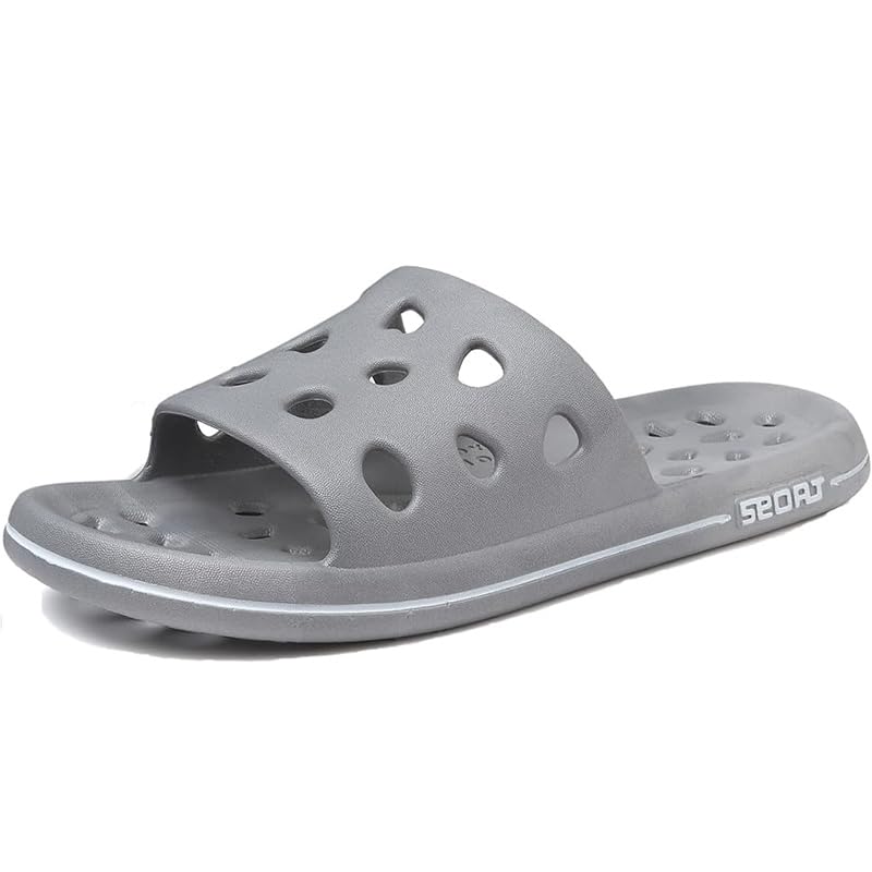 FJPTREN Shower Slippers for Women Men,Quick Drying Pool Slides with Drainage Holes Non-Slip Bathroom Sandals Unisex Soft Sole House Shoes