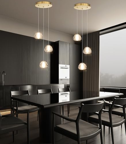 Image of Modern Chandelier Crystal Pendant Light for Kitchen Island Dining Room Bedroom Hallway Gold