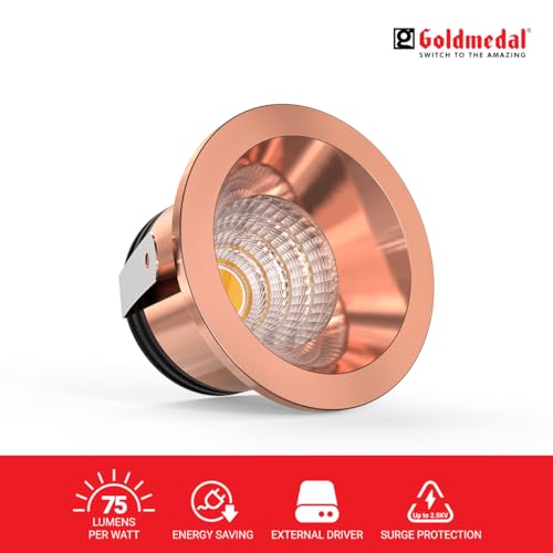 Image of Goldmedal Spark Pro 3W Rose Gold (Body Color) LED COB Spot Light - Neutral White (4000K)|Cut-Out Size:O30mm|Recessed Spot Light for False Ceiling|Suitable for Indoor Application|Aluminium Housing