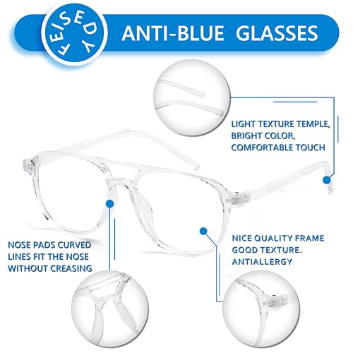 Image of FEISEDY Blue Light Blocking Glasses Women Men Square Computer Lightweight Pilot Glasses Anti Eyestrain & UV Glare B0141