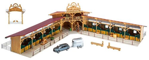 Preisvergleich Produktbild 130540 - Faller H0 - Limitiertes PREMIUM Modell Reiterhof Gestüt Lilienhof, Bausatz für Modelleisenbahn Spur H0