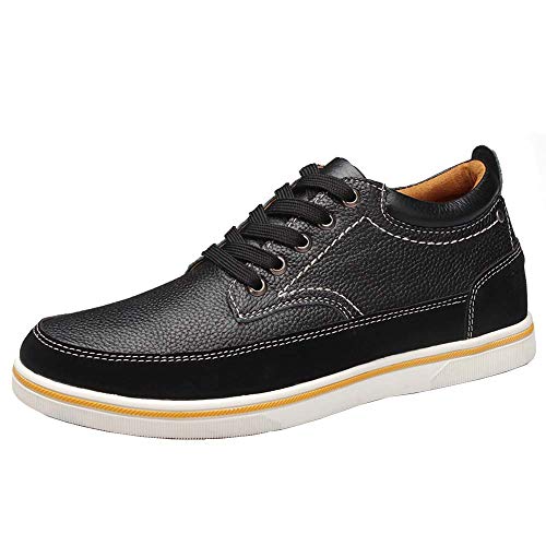 Men's Invisible Height Increasing Elevator 2.36 Inches Taller Shoes Leather Suede Stitching Lace-up Oxfords