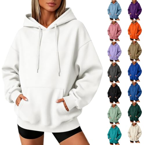 Womens Hoodies Pullover Fleece Cozy Drop Shoulder Oversized Sweatshirt - image 1