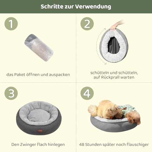 EvcgoX Hundebett flauschig,Hundekorb- Ø80 cm Donut Hundekissen,waschbare Hundekorb,Hundebett für mittelgroße und große Hunde Doppelseitiges Hundekissen für alle Jahreszeiten (Grau)