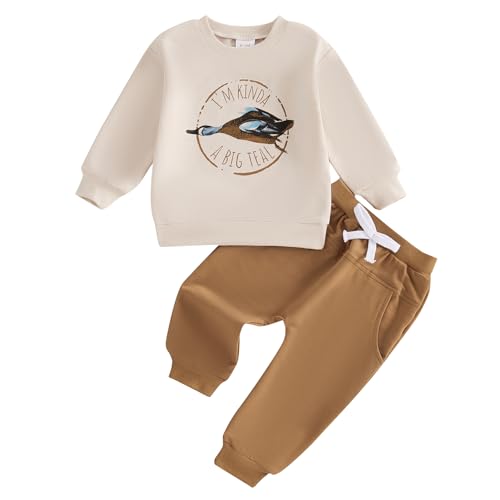 Image of Baby Boy Fall Clothes Set Long Sleeve Letter Print Sweatshirt Pants Toddler Infant Outfits 6 12 18 24 Months 2T