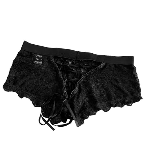 Men's Lace Boxers - Sexy Low Rise Mesh Underwear for Men with Lace Back Tie Mens Underpanties4