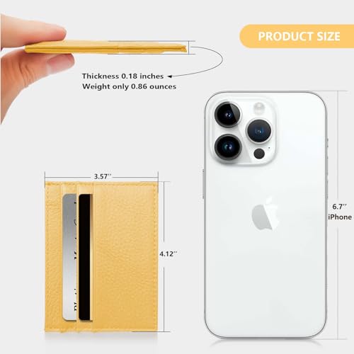 Image of M-Plateau Super Slim Genuine Leather Credit Card Wallet | Card Holder, Small Wallet for Man and Women with 6 Card Slots and 1 Pocket(Yellow)