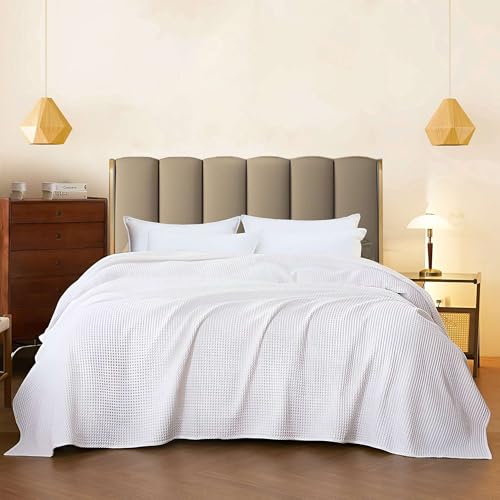 Image of Super Soft & Breathable 100% Microfiber Waffle Blanket - Throw Blanket and Quilt for Bed & Sofa Single(60x90) Size - Snow White