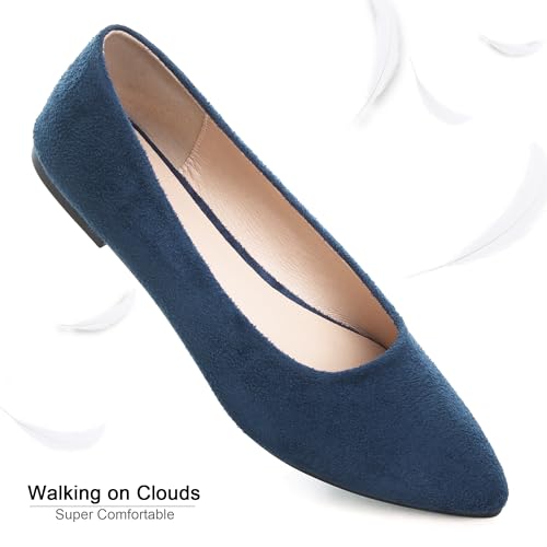 Image of Dear Time Women's Pointed Toe Ballet Flats Simple Casual Office Work Flats Slip-on Comfortable Shoes