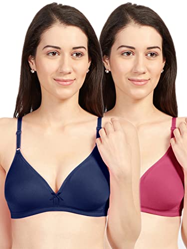 Image of SONARI Omania Womens Non-Padded Cotton Polyester Bras - Solid, Non-Wired, Medium Coverage, Hand Washable (Pack of 2)