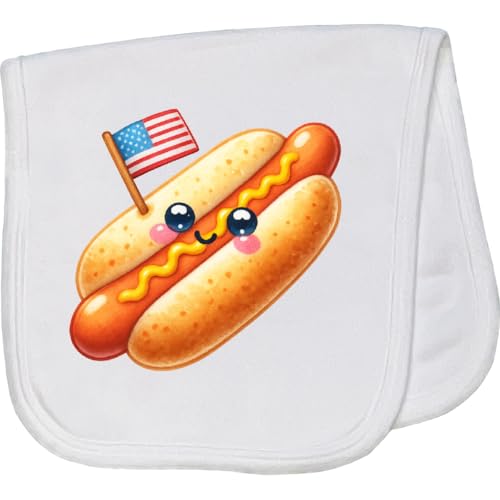 inktastic All-American Hot Dog Baby Burp Cloth White 461d7