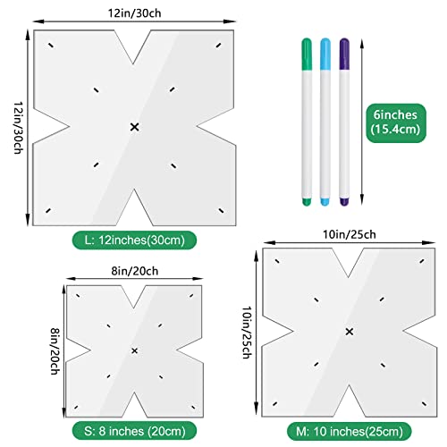 3Pcs Bowl Cozy Template 8/10/12 Inches Acrylic Bowls Wrap Sewing Pattern Template,3 Size Sewing Cutting Template Set Acrylic Quilting Templates With 3 Pieces Water Soluble Pen #TOP1