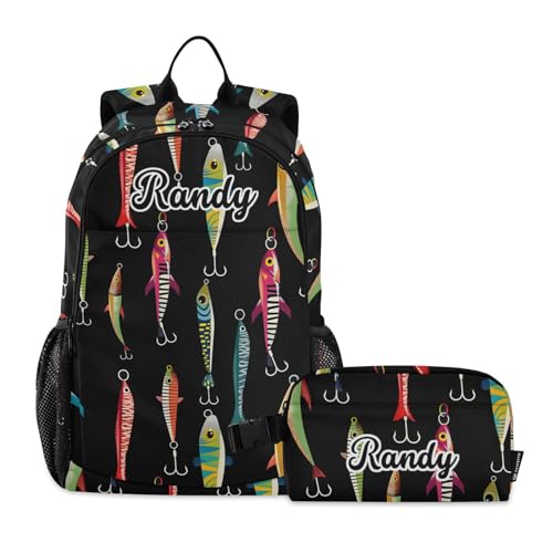 Emelivor Custom Colorful Lures Backpacks for Girls Boys Kids Backpack Personalized Backpack Kids with Lunchbox Customized Elementary Bookbag with Chest Strap for Boys