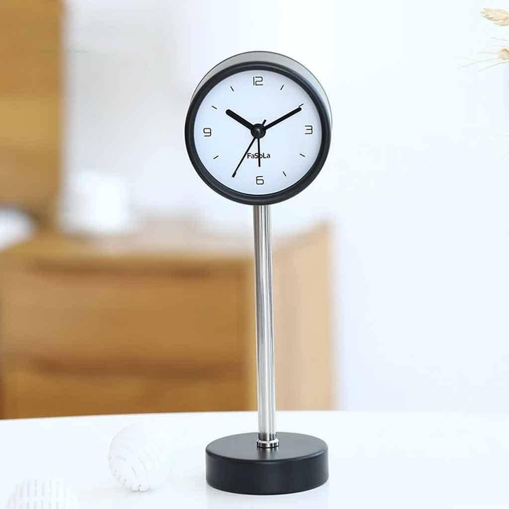 FMURY Straight Pole Vertical Clock Home Desktop Vertical Clock Small Metal Straight Pole Alarm Clock
