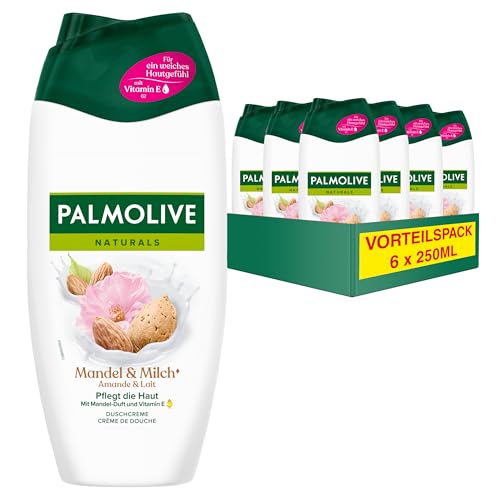 Palmolive Duschgel Naturals Mandel & Milch 6x250ml - Cremedusche mit Feuchtigkeitsmilch und Mandelduft Palmolive Duschgel Naturals Mandel & Milch 6x250ml - Cremedusche mit Feuchtigkeitsmilch und Mandelduft