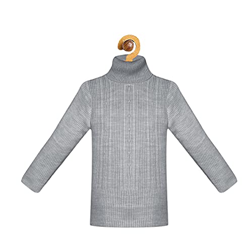 Image of Fabnest Kids Unisex Winter Acrylic Grey Cable Self Design HGH Neck Sweater