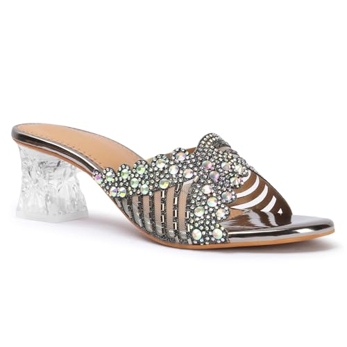 Image of Denill Women Wedding /Party Block Heel Slip-On Fashion Sandal for Women & Girls