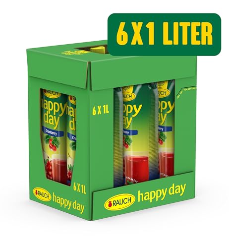 Rauch Happy Day Cranberry | herb-trockener Geschmack |mit fruchtigem Apfel verfeinert | einzigartiges Aroma | 6x 1l Tetra Prisma