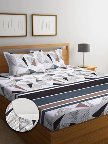 Image of Jashan Elastic King Size Fitted bedsheets with 2 Pillow Cover | King Size bedsheets | 100% Glace Cotton | Fitted bedsheet Cotton King 72 inch x 78 inch inches (Double Elastic Bedsheet, Black)
