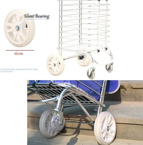 Trolleys, Carrito de Compras Ligero de Aleación de Aluminio de 4 Ruedas Grandes Plegable con Asiento y Portavasos para Escaleras miniatura 4