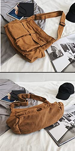 Canvas Crossbody Bag for Women Large Messenger Bags Travel Shoulder Bag Multi-pocket3