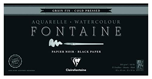 Papel acuarela negro de 300g para solucionar la ondulación del soporte en acuarelas metalizadas