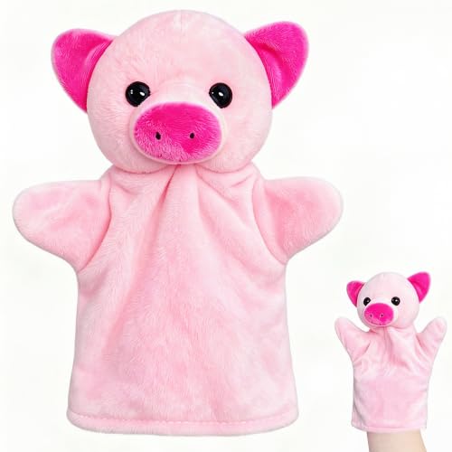 Pig Hand Puppets for Kids, Pig Hand Puppet Plush Toys (1 Pack)