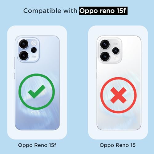 Image of Amazon Basics Back Cover for Oppo Reno 15F 5G / Oppo Reno 15 5G Mag-Safe Shockproof PC + TPU Protective Case Magnetic Support Bumper Case (Transparent Mag-Safe)