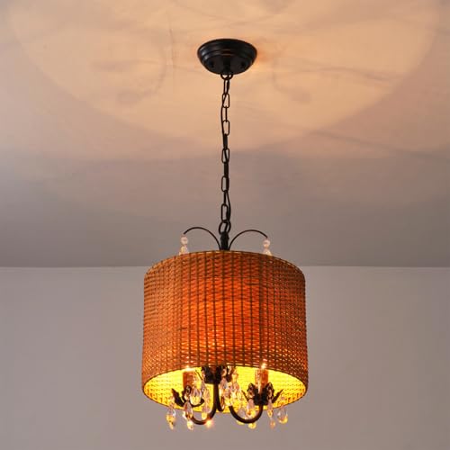 Lustre unique en imitation cristal avec structure métal noir